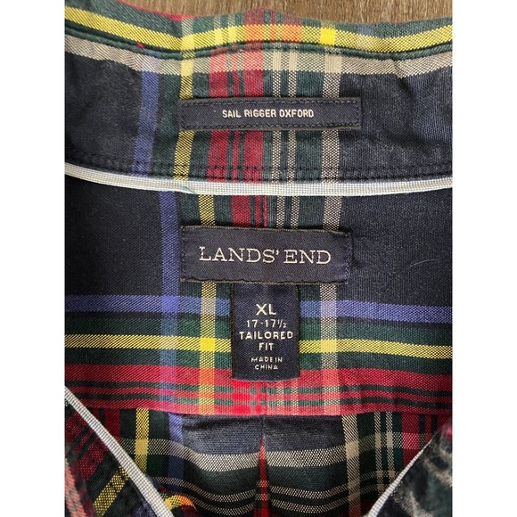 LANDS' END long sleeve heavy duty button up Cotton Shirt Sail/Rigger/Oxford -XL - Picture 10 of 12
